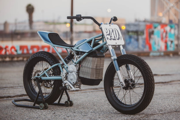 Electric flat tracker by ex Alta designers at Blatant Moto