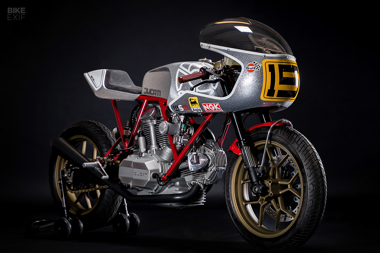 Square case Ducati bevel engine custom by Walt Siegl