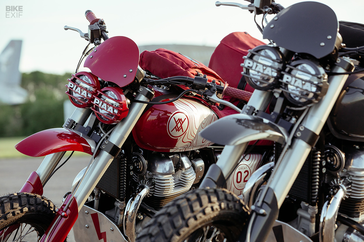 Custom Royal Enfield Interceptor 650 support vehicles for the Great Malle Rally