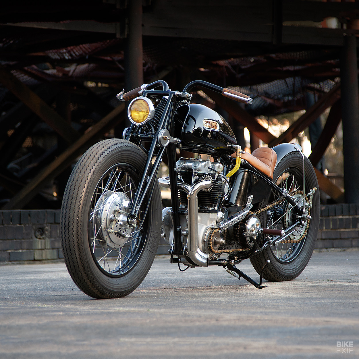 Vintage bobber built from Triumph, BSA and Yamaha parts