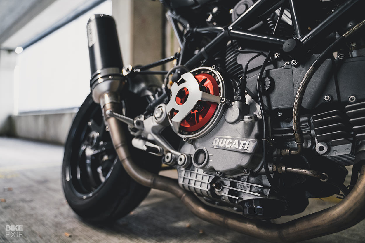A most unusual custom Ducati built from 900SS, Monster S4R and ST2 parts.