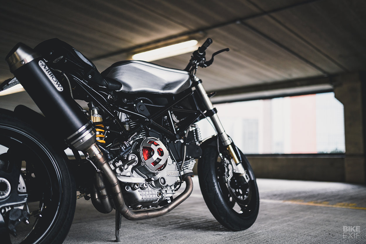 A most unusual custom Ducati built from 900SS, Monster S4R and ST2 parts.