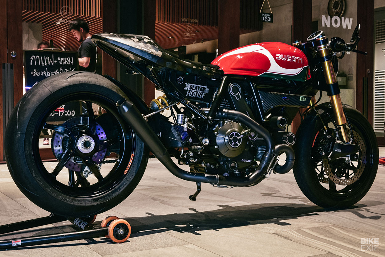 A Scrambler Ducati cafe'd by a pro moto designer