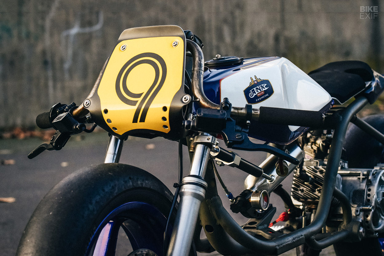 A NOS-fuelled Piaggio NRG built for scooter drag racing