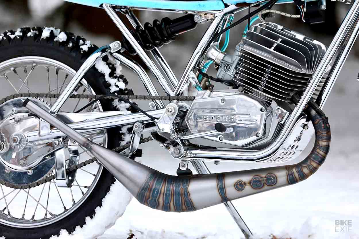 Snow motorcycle: A Penton with studded ice tires