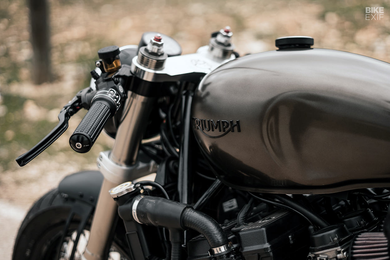Custom Triumph Trophy 1200 bobber with over 100 hp