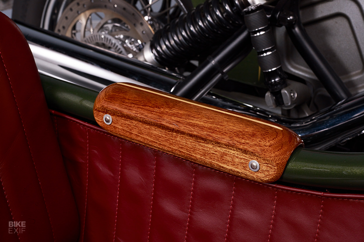 Indian Scout sidecar with wooden trim