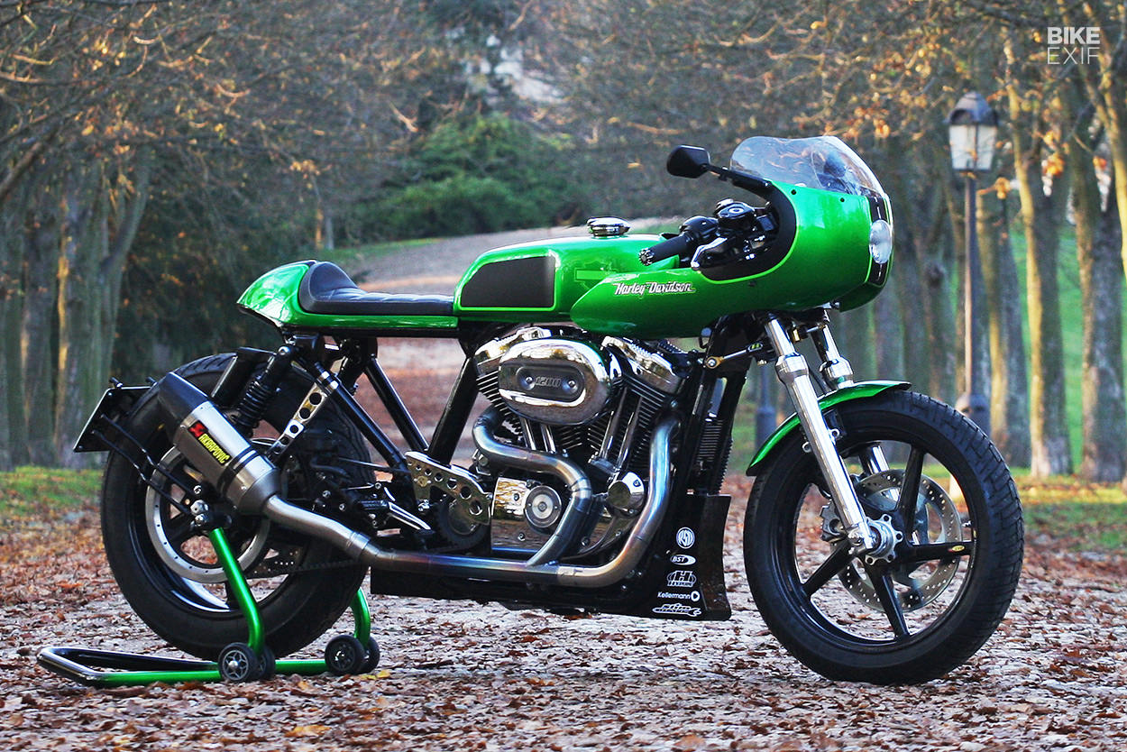 A Harley-Davidson Sportster cafe racer from the Czech Republic