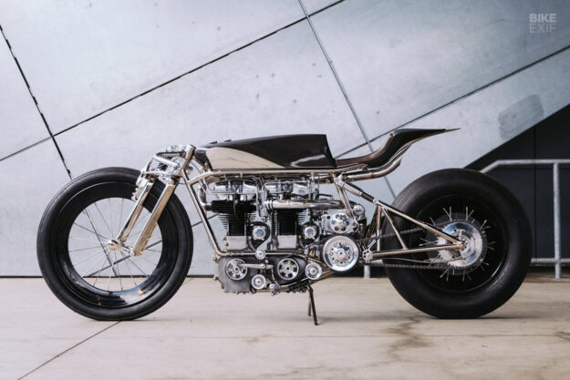Custom twin-engined Velocette by Max Hazan