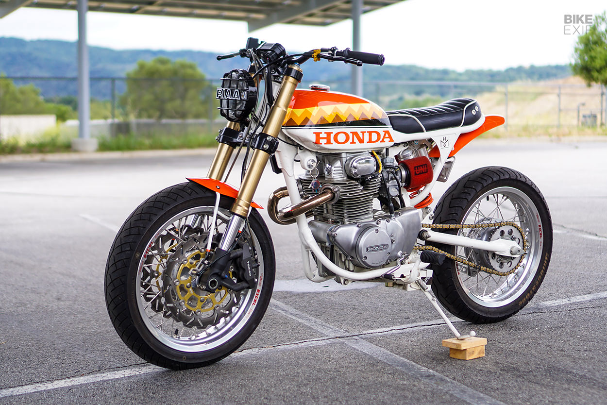 Custom Honda CB350 street scrambler by Miguel Castro