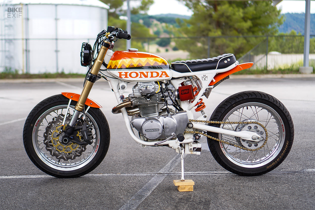 Custom Honda CB350 street scrambler by Miguel Castro