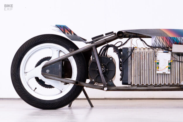 Electric drag racing motorcycle by Bizarro Corp.