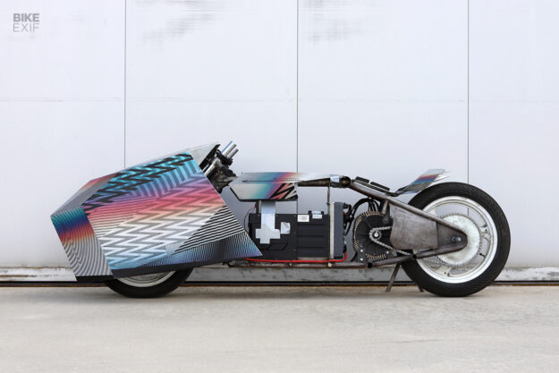 Electric drag racing motorcycle by Bizarro Corp.