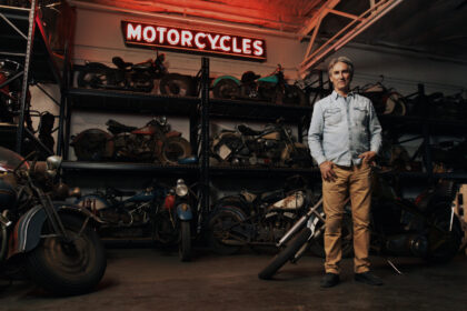 Mike Wolfe in his motorcycle shop