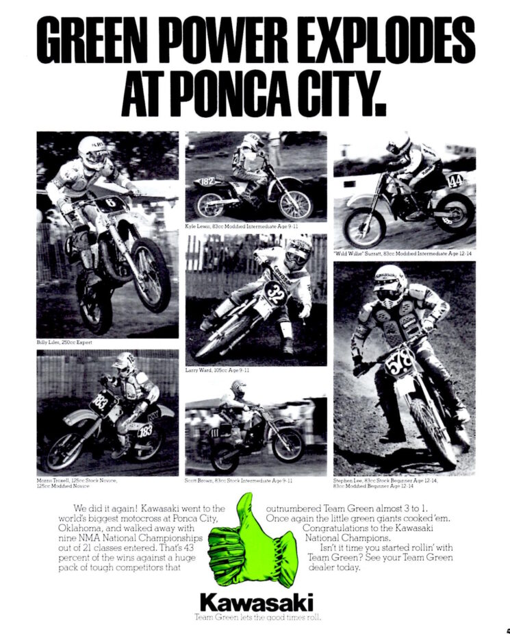 The First Team Green advertisement from Kawasaki. 
