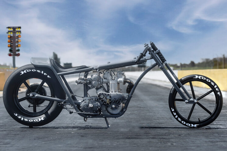 Supercharged Triumph drag bike by Weems