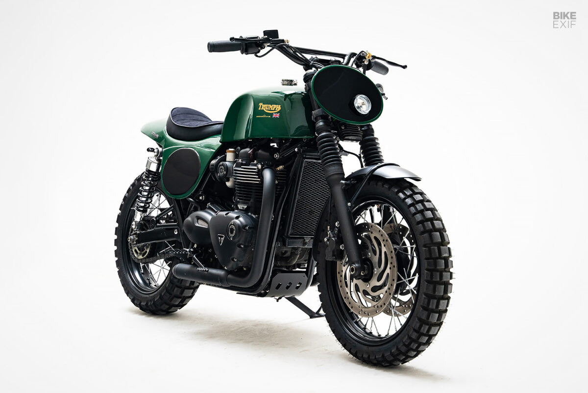 Green with envy: A Bonneville T120 scrambler from France | Bike EXIF