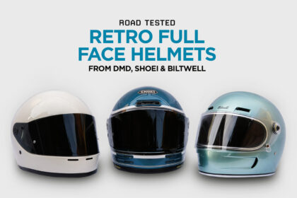 Retro full face helmets from DMD, Shoei, and Biltwell Inc.
