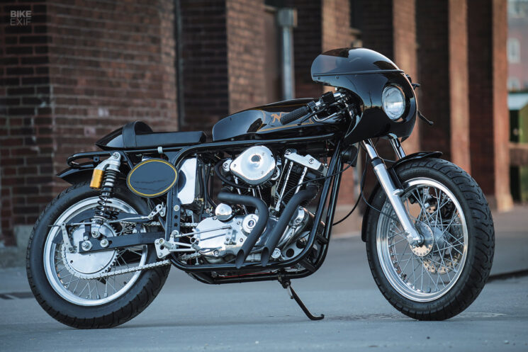 Norley café racer with a Harley Ironhead Sportster engine