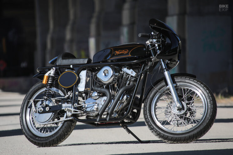 Norley café racer with a Harley Ironhead Sportster engine