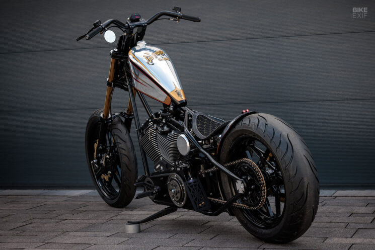 Performance chopper with West Coast Choppers CFL frame and S&S Cycle motor, by MB Cycles