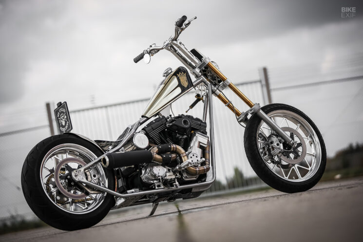 Performance chopper with West Coast Choppers CFL frame and S&S Cycle motor, by MB Cycles